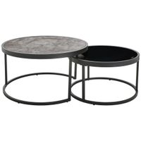 MID.YOU SADA KONFERENČNÝCH STOLÍKOV, sivá, čierna, kov, sklo, kompozitné drevo, 65-80/65-80/38-40 cm