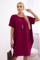 Women's dress with pockets and pendant - plum