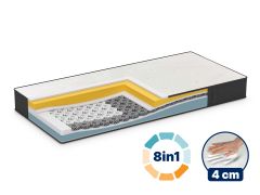 Matrace Dormeo iMemory S+ Silver Deluxe 22 cm. 8 úrovní tvrdosti, 4 cm paměťové pěny, oceněná technologie Octaspring®, 3 zóny, oboustranné jádro, pamě