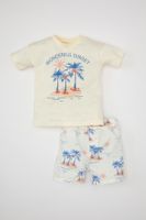 DEFACTO Baby Boy Palm Tree Patterned Short Sleeve T-Shirt Shorts 2-Piece Set