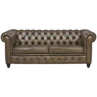 Ambia Home SEDAČKA CHESTERFIELD, koža, čierna, sivohnedá