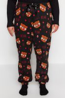 Trendyol Curve Black Animal Pattern Knitted Pajamas Set