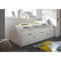 Carryhome VÝSUVNÁ POSTEĽ, 90-180/200 cm prírodná farba, biela