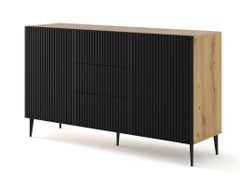 ArtBm Komoda RAVENNA B 2D3S 150 | dub artisan / čierna matná PREVEDENIE: Dub artisan / čierny mat  / čierne nohy