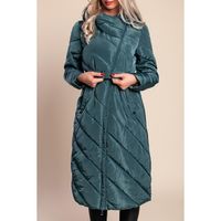 Lange Winter Steppjacke, Petrol