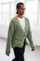 Trendyol Limited Edition Mint FL Men's Regular V Neck Hair Knit Sweater Cardigan