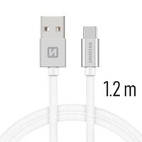 Datový kabel Swissten Textile USB / USB-C 1,2 M, silver