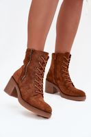 Boto Szigetelt női bakancsok kötőfűzővel és cipzárral Camel Paressa