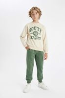 DEFACTO Boy Printed Crew Neck Sweatshirt Elastic Waist Jogger Tracksuit Bottoms 2-Piece Set