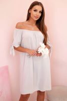 Kesi Włoski Women's viscose dress with tied sleeves beige