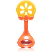 BabyOno Have Fun Teether rágóka csörgővel Juicy Orange 1 db