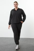 Trendyol Curve Anthracite Thin Knitted Tracksuit Set