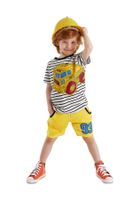 Denokids 93 Truck Striped Yellow Boys' Summer T-shirt and Shorts Set