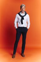 DEFACTO Slim Fit Slim Cut Straight Leg Long Length Twill Trousers