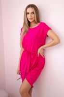 Tied dress with a fuchsia clutch bottom