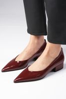 Mio Gusto Marie Burgundy Color Patent Leather Short Heels Women's Shoes.