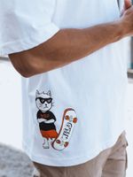 T-shirt męski z nadrukiem biały Dstreet