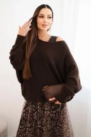 Kesi Włoski Women's set with a wool sweater and a viscose dress brown