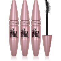 MAYBELLINE NEW YORK Lash Sensational legyező hatású szempillaspirál a hosszú és dús pillákért árnyalat 01 - Very Black 3x9.5 ml