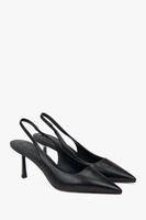 Estro: Czarne czółenka damskie typu slingback na wysokim obcasie