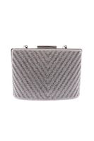 DGN 343-23y Women's Evening Dress Clutch Bag Silver with Triangle Stone