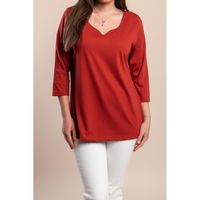 Plus Size Košulja S 3/4 Rukavima, Bordo