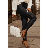 Elegante Leggings Aus Kunstleder Mit Spitze  Margaretta, Schwarz
