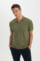 DEFACTO New Regular Fit Zippered Short Sleeve Basic Plain Polo T-Shirt