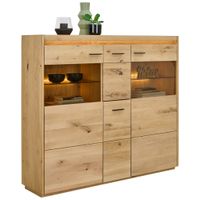 Linea Natura VYSOKÁ KOMODA, jadrový dub, farba duba, 153,8/133,5/37 cm