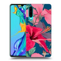 Silikónový čierny obal pre Huawei P30 - Hibiscus