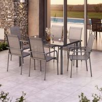 Ambia Garden SÚPRAVA ZÁHRADNÉHO NÁBYTKU 7-dielne, kov, sklo, textil