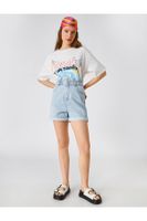 Koton Denim Shorts High Waist With Pocket