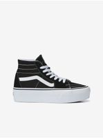 Czarne skórzane trampki damskie za kostkę na platformie VANS Sk8-Hi T - Damskie