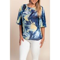 Bedruckte Bluse, Blau