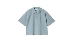 Carhartt WIP W' S/S Carhartt Script Polo TS Dámske - Tričká Carhartt WIP - Modrá - I034553_0F4_XX-M - Size: M