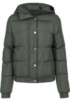 Women's Puffer Hooded Jacket - Dark Olive