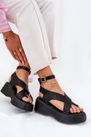Boto Dámské Sandály Na Platformě A Klínu Eko Kůže Černé Tenzorus