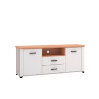 Landscape TV DIEL, biela, dub artisan, 161/41/67 cm