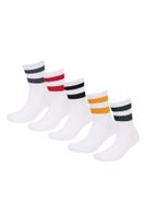 DEFACTO Men's Comfortable Elastic 5-Piece Cotton Circle Patterned Socks