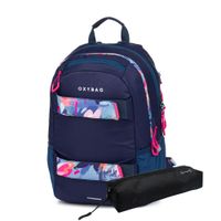 Študentský batoh OXY SPORT Flowers Blue s peračníkom