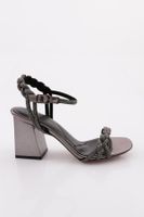 DGN 806 Women's Silver Spike Heeled Sandals with Stones.