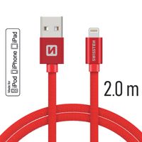 Datový kabel Swissten Textile USB Lightning MFi 2,0 M , red