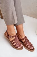 Lewski Shoes Bőr szandál lapos sarokkal barna Zazoo 3686