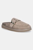 Semišové šľapky Tommy Hilfiger TH BUCKLE FUR SUEDE MULE