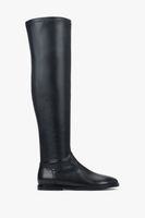 Estro: Czarne kozaki damskie za kolano ze skóry naturalnej i stretchu