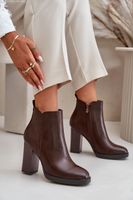 Boto Szigetelt női sarkú csizma Eco Leather sötétbarna Teresine