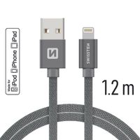 Datový kabel Swissten Textile USB Lightning MFi  1,2 M , grey