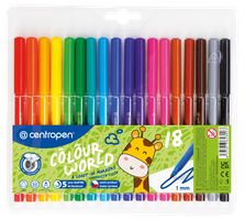 Centropen 7550 Popisovač 1mm vyprateľný sada 18 farieb