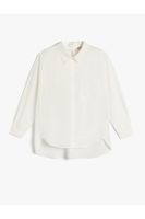 Koton Cotton Shirt Long Sleeve With Pockets Asymmetrical Cut Window Detail on the Back