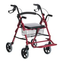 Könnyű szerkezetű rollátor UNIZDRAV Light lábtartóval, bordó (Használt darab)
